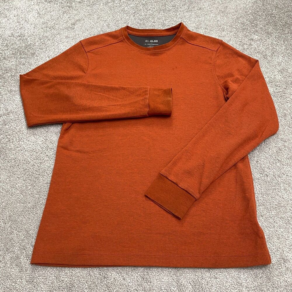 01. Algo Performance Quick Dry Moisture Wicking Sweatshirt Men M Tall Brown Crew